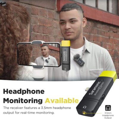 Saramonic Blink500 Pro Dual-Channel Wireless Lavalier Microphone for iPhone, Cordless 2.4G Clip-on Mic for Video Recording Facebook YouTube Live Stream Podcast Vlog Interview (B3)