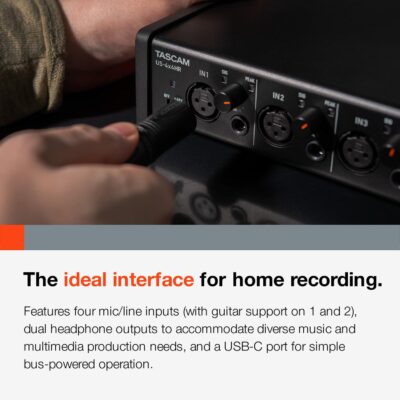 Tascam US-4x4HR 4 Mic 4IN/4OUT High Resolution Versatile USB Audio Interface for Recording, Streaming, Podcasting, Songwriting