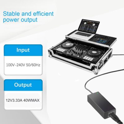 12V Power Adapter Cord Compatible with Pioneer DJ Serato DDJ-1000 DDJ1000 SRT DDJ-1000SRT DDJ-1000SRT-W 4-Channel Club Style Digital DJ Controller 12VDC DC12V 12.0V Power Supply Cord PSU