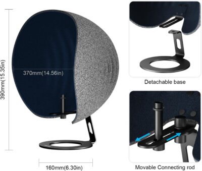 Microphone Isolation Shield,Aokeo 2024 Professional Recording Studio Equipment,360° Music Studio Mic Shield,Suitable for of Blue Yeti, Snowball iCE, HyperX QuadCast, SoloCast,Etc Recording Microphones