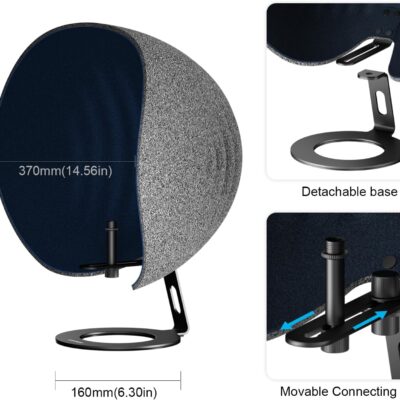 Microphone Isolation Shield,Aokeo 2024 Professional Recording Studio Equipment,360° Music Studio Mic Shield,Suitable for of Blue Yeti, Snowball iCE, HyperX QuadCast, SoloCast,Etc Recording Microphones