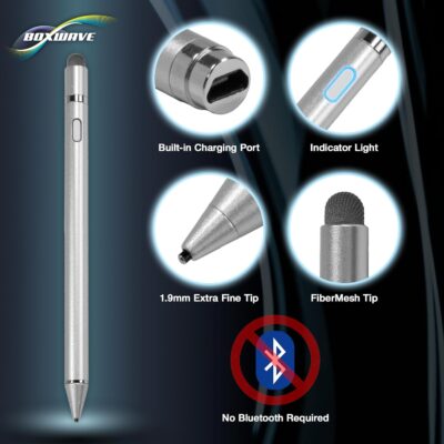 BoxWave Stylus Pen Compatible with DiGiCo Quantum 338 – AccuPoint Active Stylus, Electronic Stylus with Ultra Fine Tip – Metallic Silver