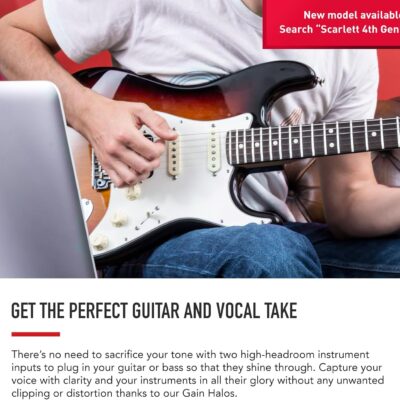 Focusrite Scarlett 2i2 3rd Gen USB Audio Interface for Recording, Songwriting, Streaming and Podcasting — High-Fidelity, Studio Quality Recording, and All the Software You Need to Record