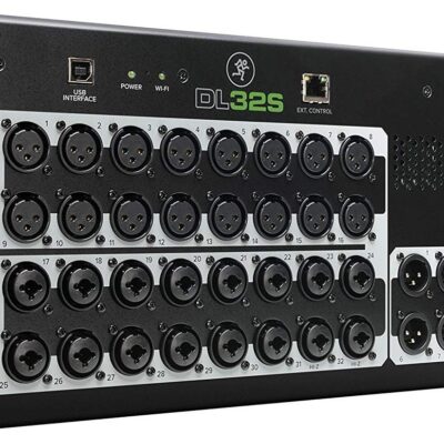 Mackie DL32S 32-channel Digital Rack Mixer with Integrated 32-in/32-out USB 2.0 Audio Interface + Pro Headphone with Pair of EMB XLR Cable and Gravity Magnet Phone Holder Bundle