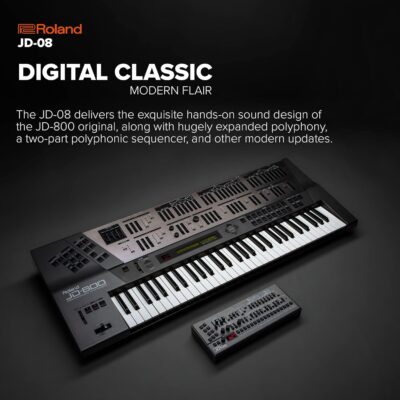 ROLAND JD-08 Sound Module Boutique Synthesizer – Compact, Modern Reissue of the Legendary ROLAND JD-800 from the 90s with New Effects, Polyphonic Sequencer, and More,Black