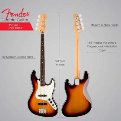 Fender Player II Jazz Bass – 3-color Sunburst with Rosewood Fingerboard