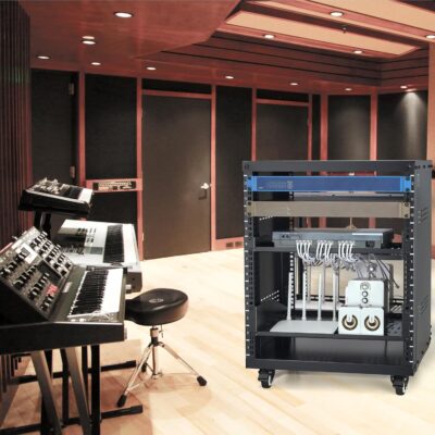 VEVOR 12U AV Rack Stand with Caster Wheels, Component Rack Cabinet Recording Studio Racks, Removable Side Panels, Universal Network Server Case, Special Vents for 19 Audio Video Rack Mounting