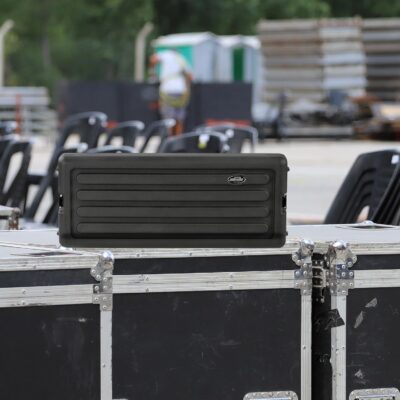 SKB 4U Shallow Roto Rack Case – Durable Polyethylene Gear Protector, Stackable, Waterproof with Twist Latches & Rubber Feet for Musicians, DJs, and A/V Equipment – Secure Transport & Storage Solution