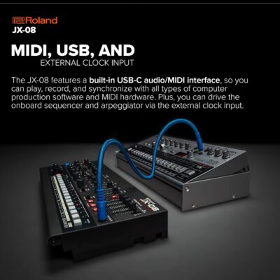 Roland JX-08 Sound Module Boutique Synthesizer – Compact, Modern Reissue of the Legendary Roland JX-8P from 1985 with New Effects, Polyphonic Sequencer, and More – Lightweight, Portable, Black