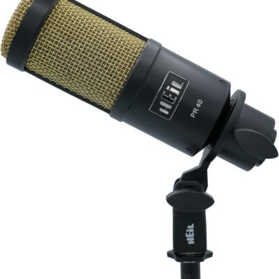 Heil PR 40 Dynamic Microphone for Streaming, Podcast, Recording, and Broadcast, XLR Microphone for Live Music, Wide Frequency Response, Smooth Sound, Superior Rear Noise Rejection – Black & Gold