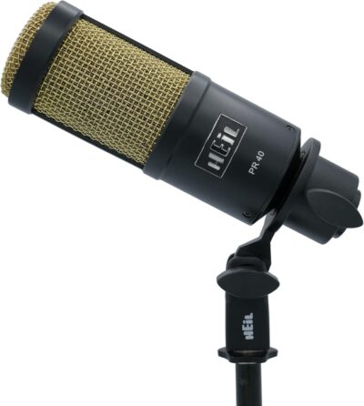 Heil PR 40 Dynamic Microphone for Streaming, Podcast, Recording, and Broadcast, XLR Microphone for Live Music, Wide Frequency Response, Smooth Sound, Superior Rear Noise Rejection – Black & Gold