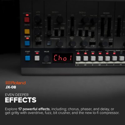 Roland JX-08 Sound Module Boutique Synthesizer – Compact, Modern Reissue of the Legendary Roland JX-8P from 1985 with New Effects, Polyphonic Sequencer, and More – Lightweight, Portable, Black