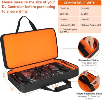 71RlDQcbDiL. AC SL1500 DJ Controller Case Compatible with Pioneer DDJ-FLX4/DDJ-REV1/DDJ-400/DDJ-SB3/DDJ-RB,Padded DJ Controller Storage Bag Fits for Numark Mixtrack Pro FX/Platinum FX/Roland DJ-202 (21.5 x 12 x 2.5 in)