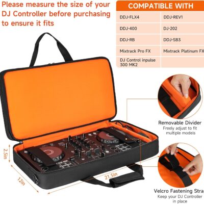 71RlDQcbDiL. AC SL1500 DJ Controller Case Compatible with Pioneer DDJ-FLX4/DDJ-REV1/DDJ-400/DDJ-SB3/DDJ-RB,Padded DJ Controller Storage Bag Fits for Numark Mixtrack Pro FX/Platinum FX/Roland DJ-202 (21.5 x 12 x 2.5 in)