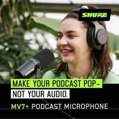 Shure MV7+ Podcast Dynamic Microphone – OBS Certified, Enhanced Audio, LED Panel, USB-C & XLR Outputs, Auto Level Mode, Digital Pop Filter, Reverb Effects – for Podcasting, Streaming, Recording, Black
