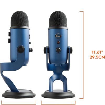 Logitech Creators Blue Yeti USB Microphone for PC, Mac, Gaming, Streaming, Podcasting, Studio and Computer Condenser Mic with Blue VO!CE Effects, 4 Pickup Patterns, Plug and Play – Midnight Blue