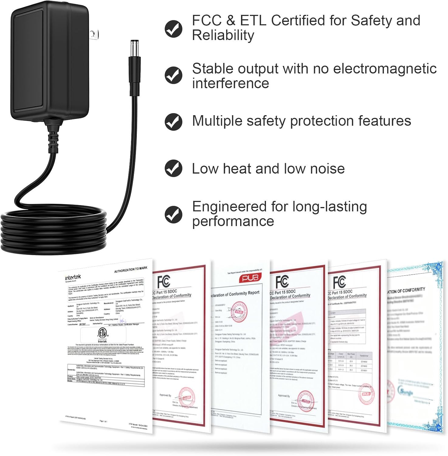 AC Adapter for Charging Make Noise Strega Synth Power Supply Mains PSU, Black