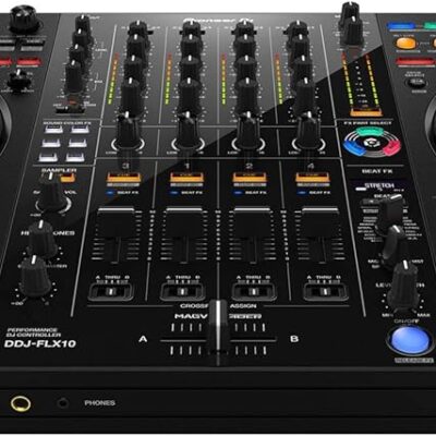 Pioneer DDJ-FLX10 4-Deck DJ Controller and Headliner Flight Case with Laptop Platform