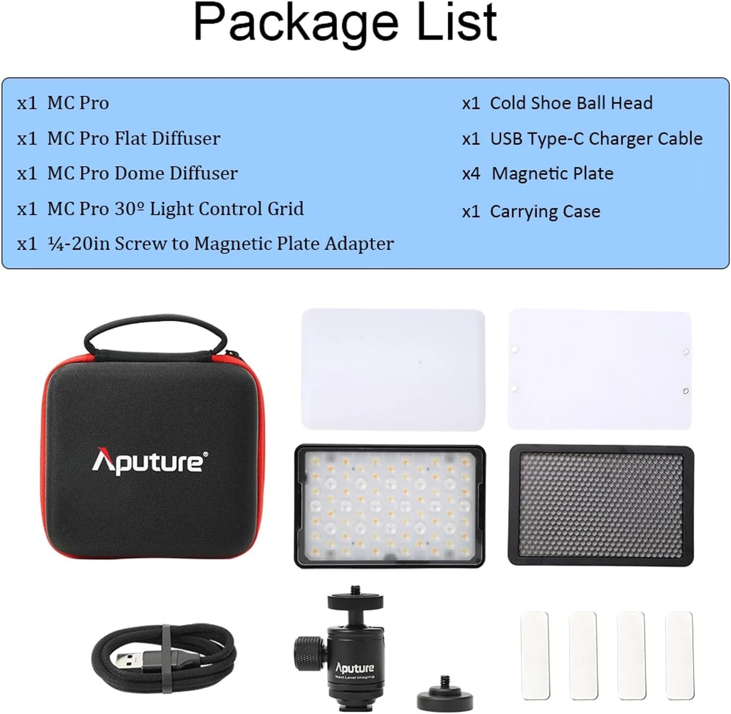 Aputure MC Pro RGBWW On Camera Video Light,5W High Brightness 1585 Lux at 0.5m,2000-10000K Adjustable Magnetic Attraction and IP65 Weatherproo for Photography,Videographer