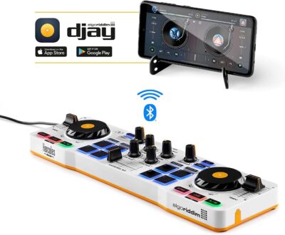 Hercules DJControl Mix – Bluetooth Wireless DJ Controller for Smartphones (iOS and Android) – dJay app – 2 Decks, White