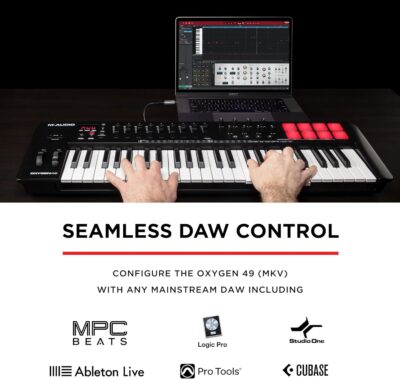 M-AUDIO Oxygen 49 (MKV) Key USB MIDI Keyboard Controller with Beat Pads, Smart Chord, Scale Modes, Arpeggiator and Native Instruments Sound Package (NKS Integration)