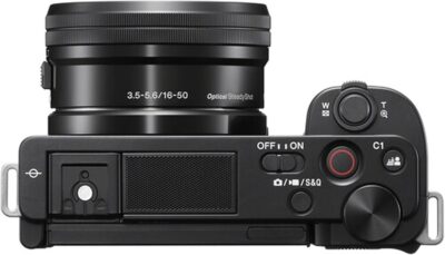 Sony ZV-E10 Mirrorless Camera with 16-50mm Lens + 2pcs 64GB Memory + LED Video Light + Case+ Tripod + Steady Grip Pod + Filters + Macro + 2X Lens + 2X Batteries + More (40pc Bundle) (Renewed)