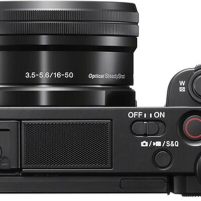 Sony ZV-E10 Mirrorless Camera with 16-50mm Lens + 2pcs 64GB Memory + LED Video Light + Case+ Tripod + Steady Grip Pod + Filters + Macro + 2X Lens + 2X Batteries + More (40pc Bundle) (Renewed)