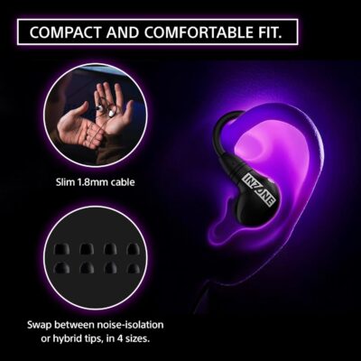 Sony INZONE E9 Wired in-Ear Monitor for Gaming, Tuned for FPS Games, Sound Isolating Earbuds, Comfortable Fit, Low Profile Design, 360 Spatial Sound, Case Included, Developed with Fnatic, Black