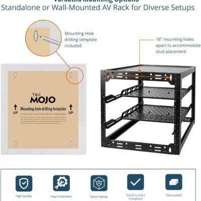 71UaVBXI1L. AC SL1500 Tecmojo 12U Open Frame Network Rack for IT & AV Gear, AV Rack Floor Standing or Wall Mounted,with 2 PCS 1U Rack Shelves & Mounting Hardware,Network Rack for 19 Networking,Audio and Video Device