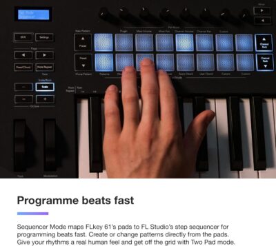 Novation FLkey 61 MIDI Keyboard – Seamless FL Studio Integration with Chord Mode and Scale Mode. All the software you need for Music Production