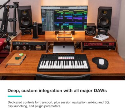 Novation Launchkey 37 MK4 — Compact 37 Key, USB, MIDI Keyboard Controller with DAW Integration. Chord Mode, Scale Mode, 8 Drum Pads, and Arpeggiator — Includes Software Bundle for Music Production