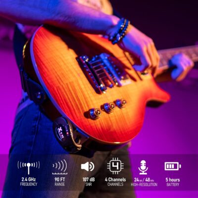 Xvive U2 Wireless Guitar System Rechargeable 2.4GHz Guitar Wireless Transmitter and Receiver for Electric Guitar Bass