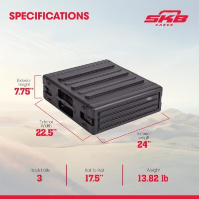 71VTzGFuB L. AC SL1500 SKB 3U Roto Rack Case – Durable Polyethylene Gear Protector, Stackable, Waterproof with Twist Latches & Rubber Feet for Musicians, Black