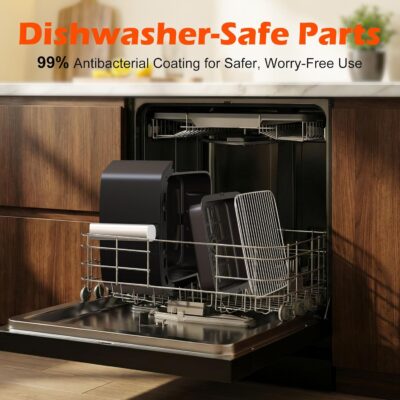 71WA4imi2LL. AC SL1500 Dual Basket Air Fryer, 12.6QT Family-Size for 10โ12 People, XL Basket for 6LB Whole Chicken, DoubleStack Compact Design, 10-in-1 Functions with Reheat, Dehydrate & SyncFinish, Dishwasher-Safe, Black