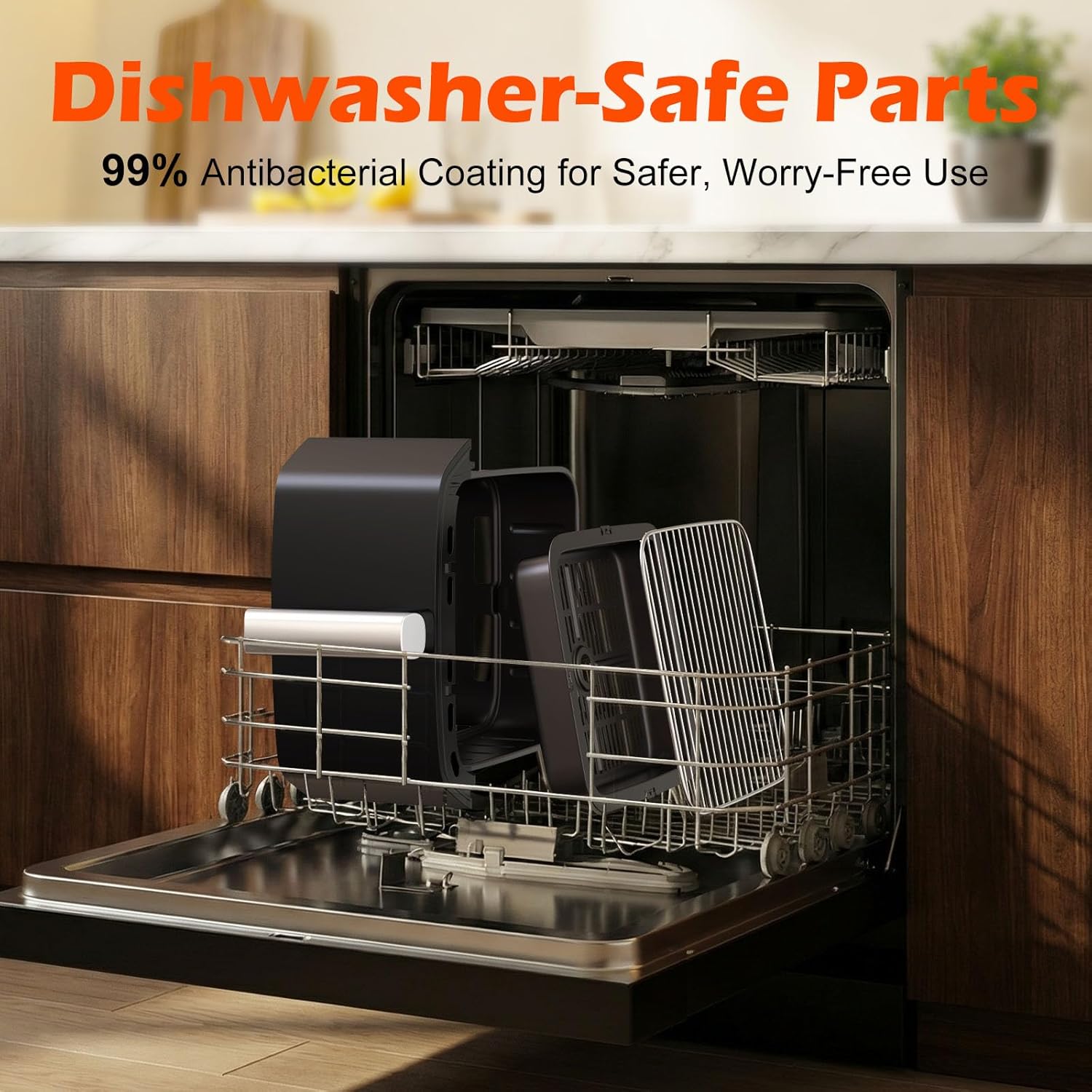 Dual Basket Air Fryer, 12.6QT Family-Size for 10โ12 People, XL Basket for 6LB Whole Chicken, DoubleStack Compact Design, 10-in-1 Functions with Reheat, Dehydrate & SyncFinish, Dishwasher-Safe, Black