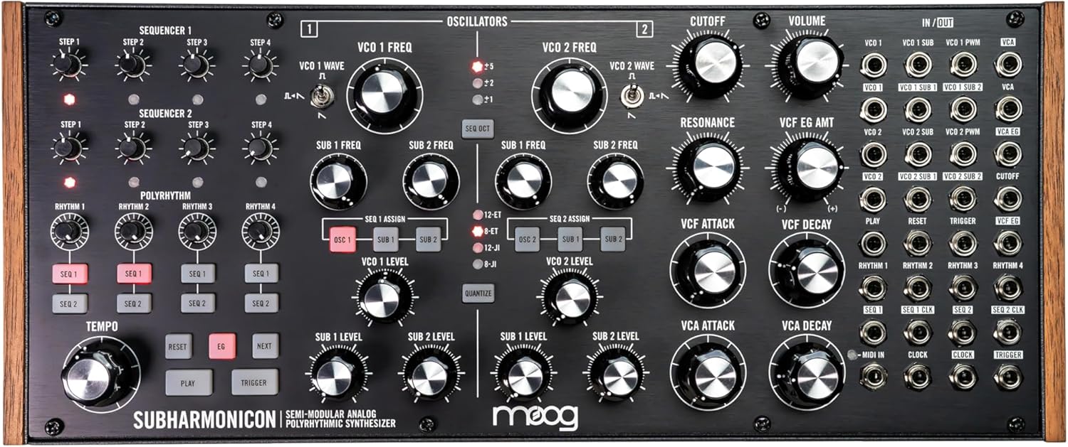 MOOG Subharmonicon Semi-Modular Analog Polyrhythmic Synthesizer with Dual Sequencer, MIDI, and Patch Bay