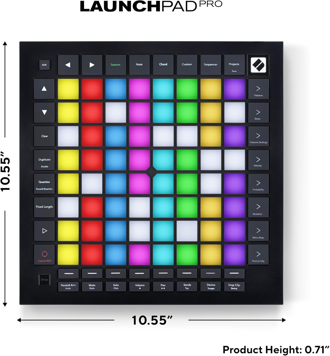 Novation Launchpad Pro MK3, MIDI 64-Grid Controller and Sequencer for Ableton Live, Logic Pro and Hardware, 64 Sensitive RGB Pads, Dynamic Note Playing, Chord and Scale Modes