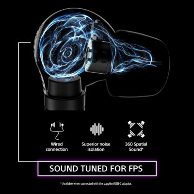 Sony INZONE E9 Wired in-Ear Monitor for Gaming, Tuned for FPS Games, Sound Isolating Earbuds, Comfortable Fit, Low Profile Design, 360 Spatial Sound, Case Included, Developed with Fnatic, Black