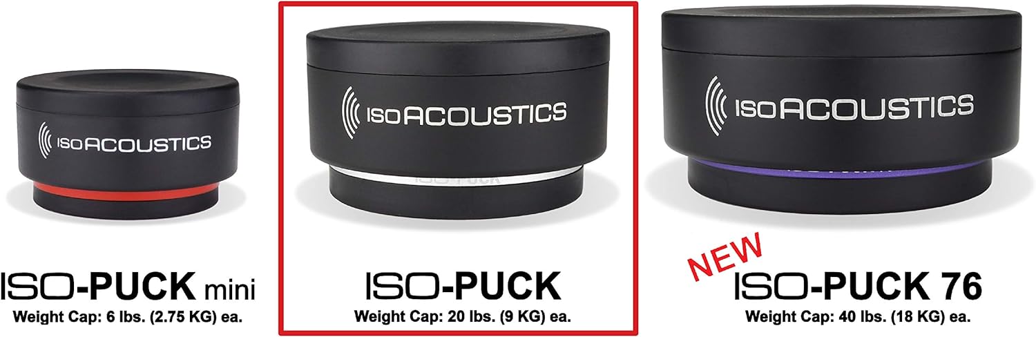 IsoAcoustics Iso-Puck Series Acoustic Isolators (Iso-Puck, 20 lbs max/Unit, 4-Pack)