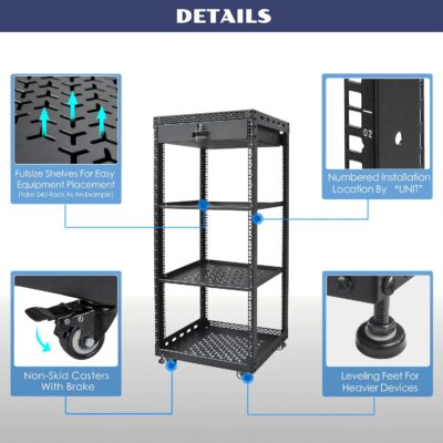 71XuDQBKNJL. AC SL1500 24U Server Rack Cabinet with Drawer & 2 PCS Full Size Rack Shelves – Integrated Top/Bottom Panels, 4 Rolling Wheels for 19 Equipment & Home Lab Studio