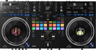 Pioneer DDJ-REV7 Scratch-Style 2-Channel Professional DJ Controller Bundle with Case, Headphones, XLR Microphone Cable, TRS to Dual TS Breakout Cable, and Austin Bazaar Polishing Cloth