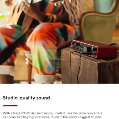 Focusrite Scarlett 2i2 4th Gen USB Audio Interface for Recording, Songwriting, Streaming and Podcasting — High-Fidelity, Studio Quality Recording, and All the Software You Need to Record