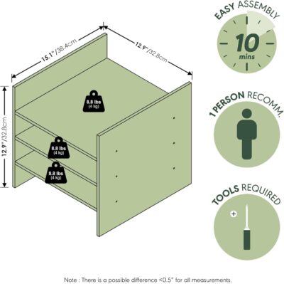 Furinno Cubicle Cube Insert, 3-Shelf Cube Organizer, 3-Tier Shelf Accessory, Fits into Furinno Triple Thick Cubes, IKEA Kallax, for Organizers and Storage, White