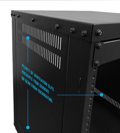 AxcessAbles 16U AV Case with Wheels | Metal Studio Cabinet | 19-Inch Universal Equipment Rack | Open-Frame Option | Home Server