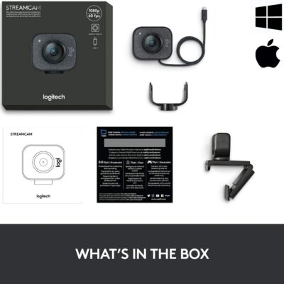 Logitech 2022 StreamCam 1080P HD 60fps Streaming Webcam Full HD Camera with USB-C & Integrated Microphone for Live Streaming and Content Creation – Graphite – 960-001280 (Renewed)