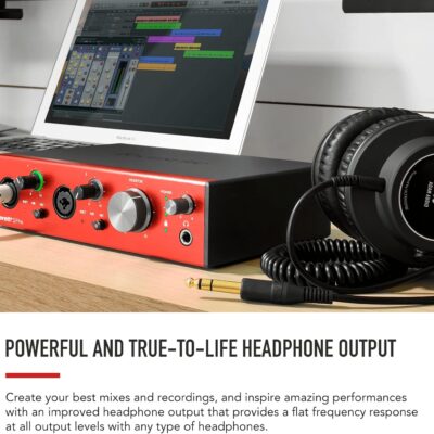 Focusrite Clarett+ 2Pre USB-C Bus-Powered Audio Interface for Music Production, with Two Professional Quality Pre-Amps and Powerful and Transparent Headphone Outputs/Instrument Inputs