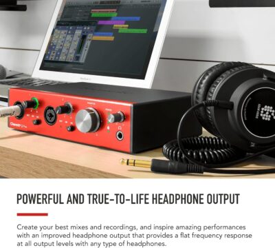 Focusrite Clarett+ 2Pre USB-C Bus-Powered Audio Interface for Music Production, with Two Professional Quality Pre-Amps and Powerful and Transparent Headphone Outputs/Instrument Inputs