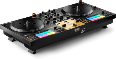 71a2HCw7kJL. AC SL1500 Hercules DJ T7 Premium, 2 Deck Motorized DJ Controller with built in STEMS Control, Serato DJ and DJUCED included Gold