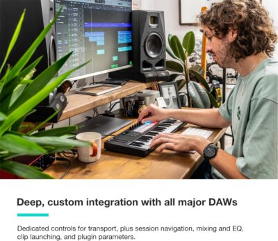 71aJRKwIsFL. AC SL1500 Novation Launchkey Mini 37 MK4 — Portable 37 Mini-Key, USB, MIDI Keyboard Controller with DAW Integration. Chord Mode, Scale Mode, Drum Pads, and Arpeggiator. Includes Music Creation Software Bundle