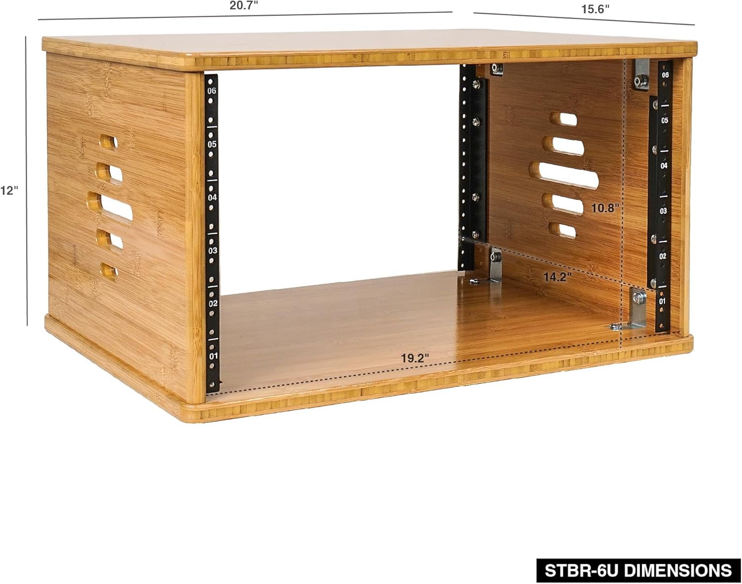Sound Town DIY 6U Solid Carbonized Bamboo Studio Equipment Rack w/ 14.2 Depth, Ventilation for Recording Room, PA/DJ Pro Audio, Home Audio (STBR-6U)